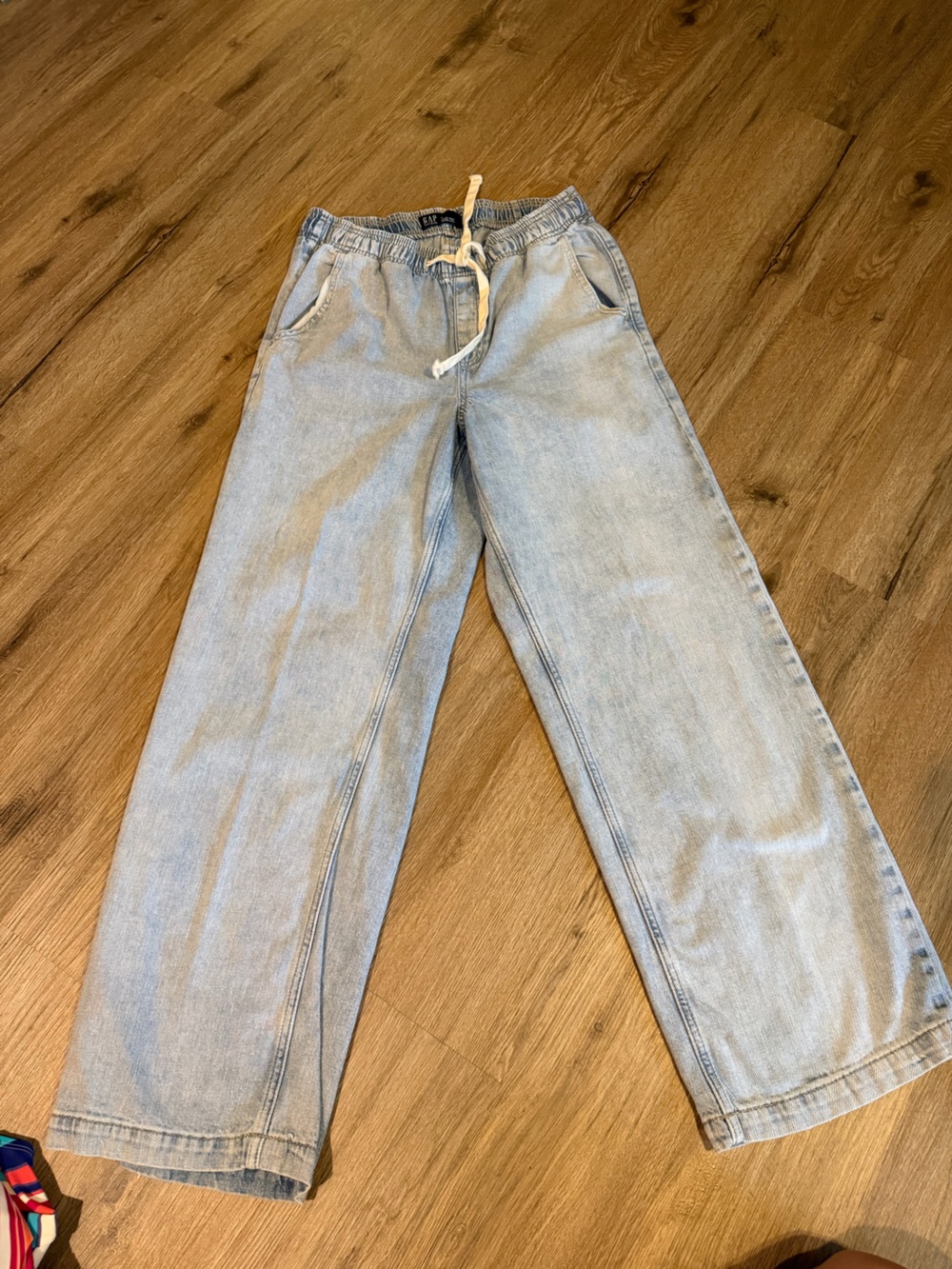 GAP Light Blue Wide-Leg Drawstring Jeans